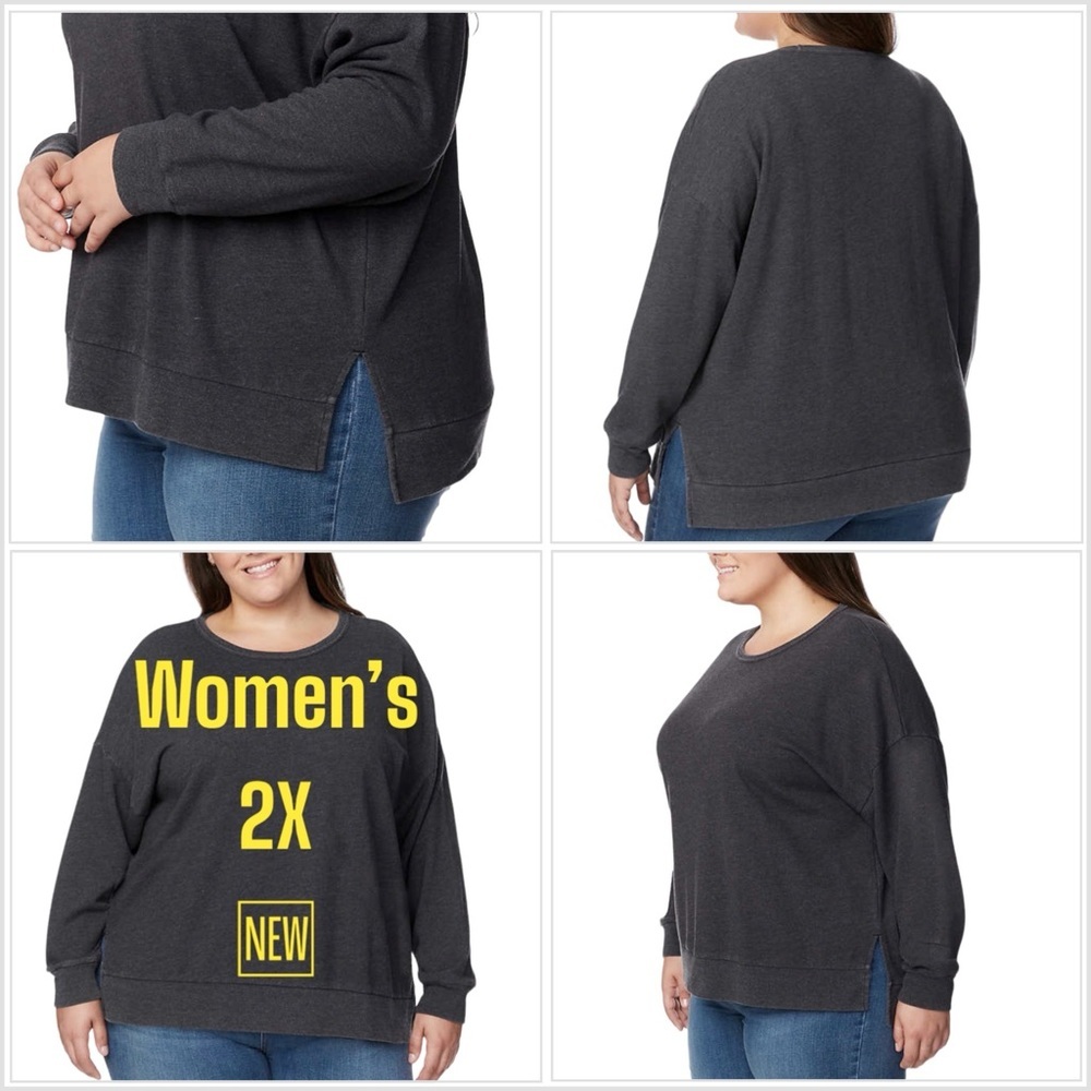 Ladies Buffalo 2X Crewneck Pullover Shirt Top Jersey Terry Cloth Long Sleeve NWT